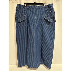 VTG Y2K Starwear Jeans Denim Long Skirt W/pinstripes Size 20 Pockets Boho